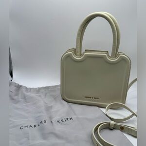 Charles & Keith Ivory Structured Top-Handle Satchel